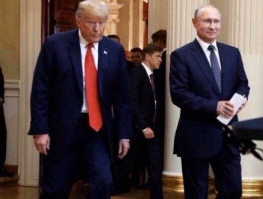 Donald Trump with his Russian handler, Vladimir Putin